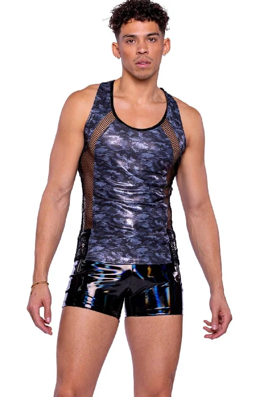 Waterproof hoodieShimmer Camouflage Tank Top with Fishnet Panels