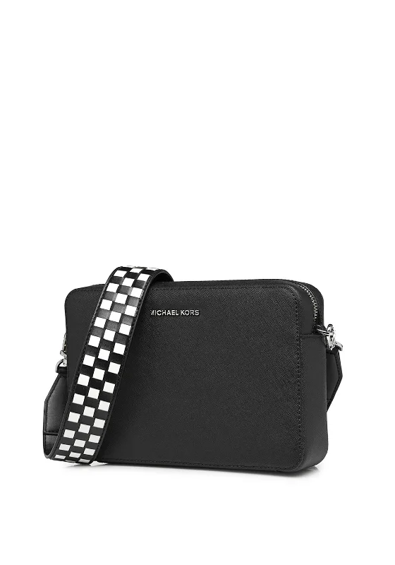 MICHAEL Michael Kors Jet Set Small Checkered Strap Crossbody Bag, Black