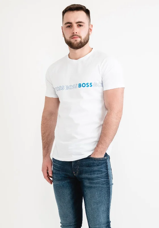 CrewneckstretchHugo Boss Statement Logo Crew Neck T-Shirt, White & Blue