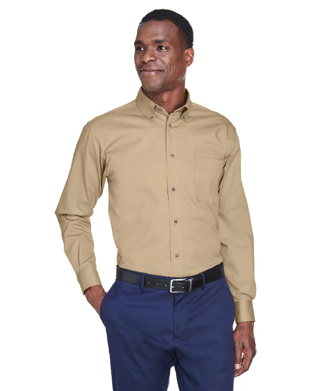 Silk ShirtsHarriton M500T Men's Tall Easy Blend Long-Sleeve Twill Shirt with Stain-Release