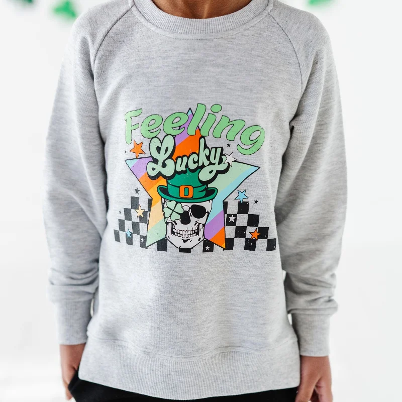 CrewneckknitFeeling Lucky Crew Neck Sweatshirt