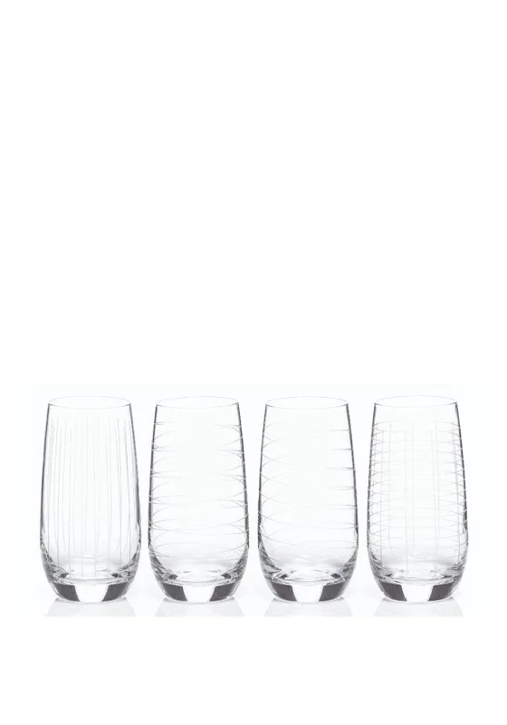 Newgrange Living Set of 4 Clear Cut Hiball Glasses