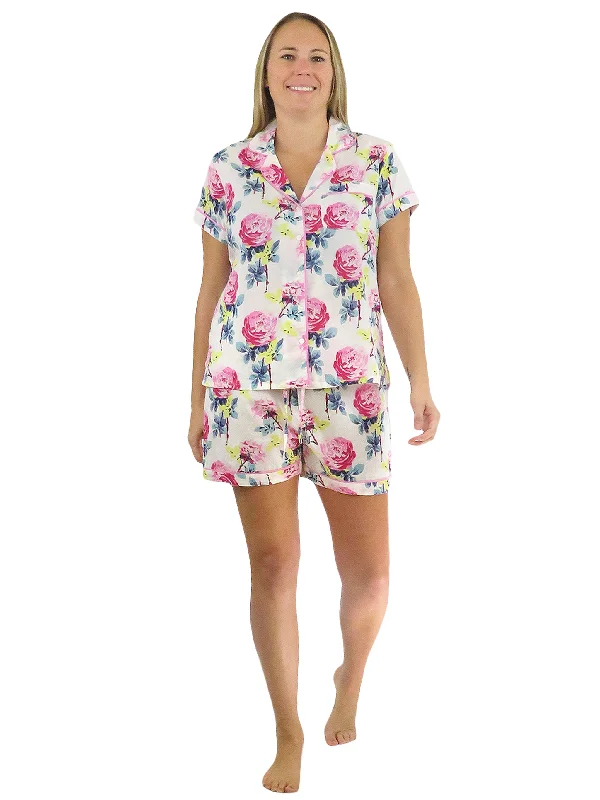 La Cera Floral Boxer Pajama Set