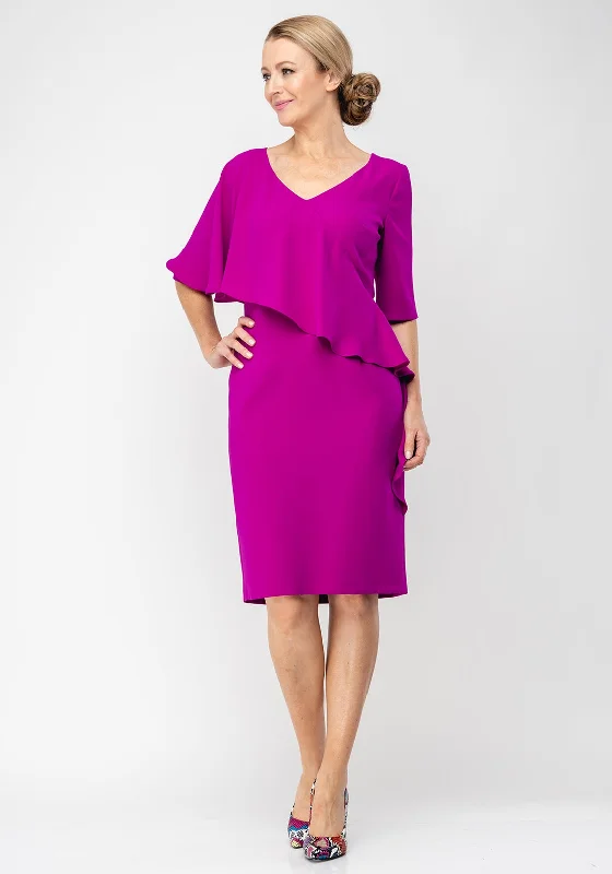 Puff-sleeve DressPuff-sleeve DressLizabella Frill Trim Pencil Dress, Fuschia Purple