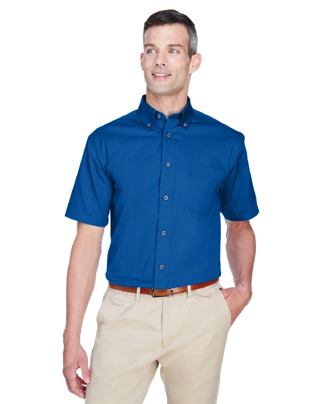 Chambray ShirtsHarriton M500S Men's Easy Blend Short-Sleeve Twill Shirt withStain-Release