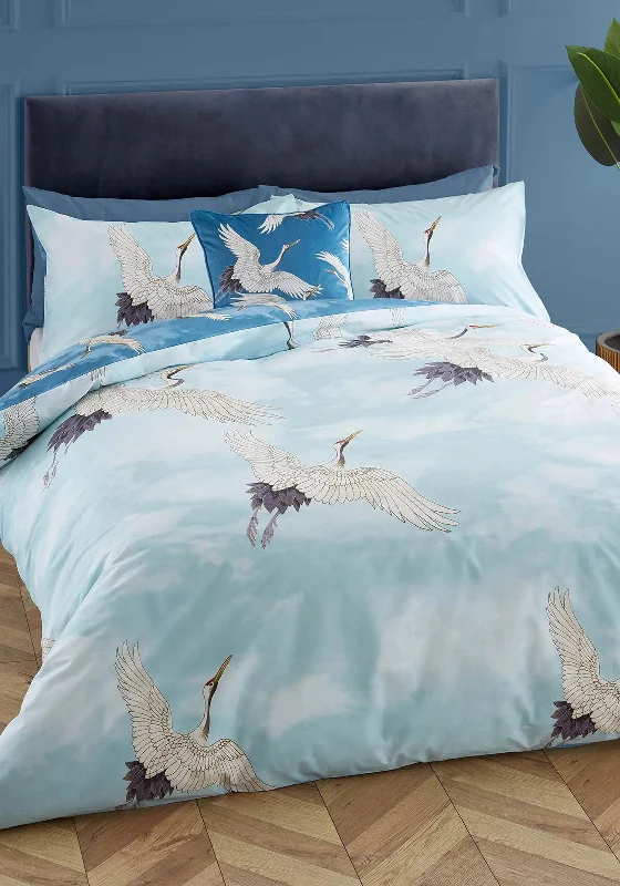 Catherine Lansfield Crane Duvet Set, Blue