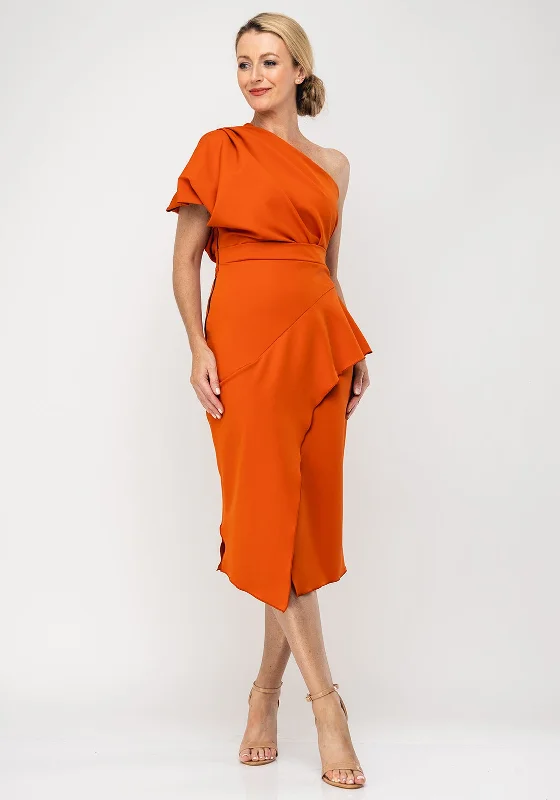 Thermal DressThermal DressKevan Jon Tera One Shoulder Wrap Dress, Burnt Orange