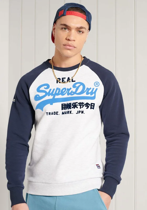 CrewneckdeviceSuperdry Duo Raglan Crew Sweatshirt, Ice Marl