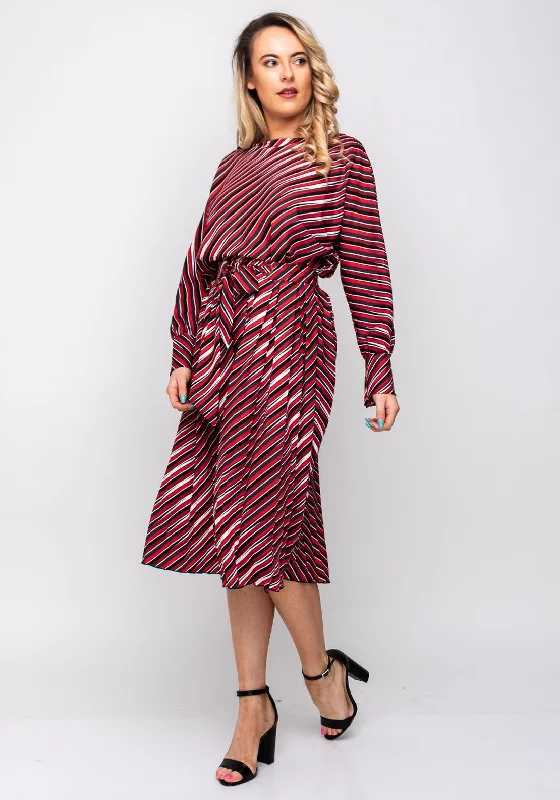 Cap-sleeve DressCap-sleeve DressLily Open Waist Striped Midi Dress, Red & Navy