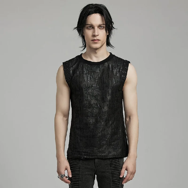 Waterproof jacketMen's Gothic Grunge Distressed Eyelet Tank Top