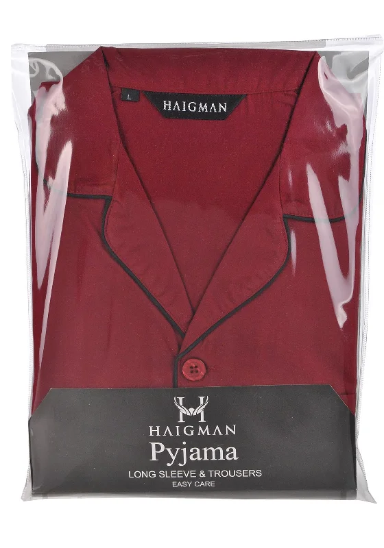 Haigman Mens Brushed Cotton Wine Pyjama Set