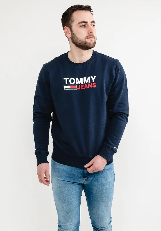 CrewneckenthusiastTommy Jeans Corp Logo Crew Neck Sweater, Twilight Navy