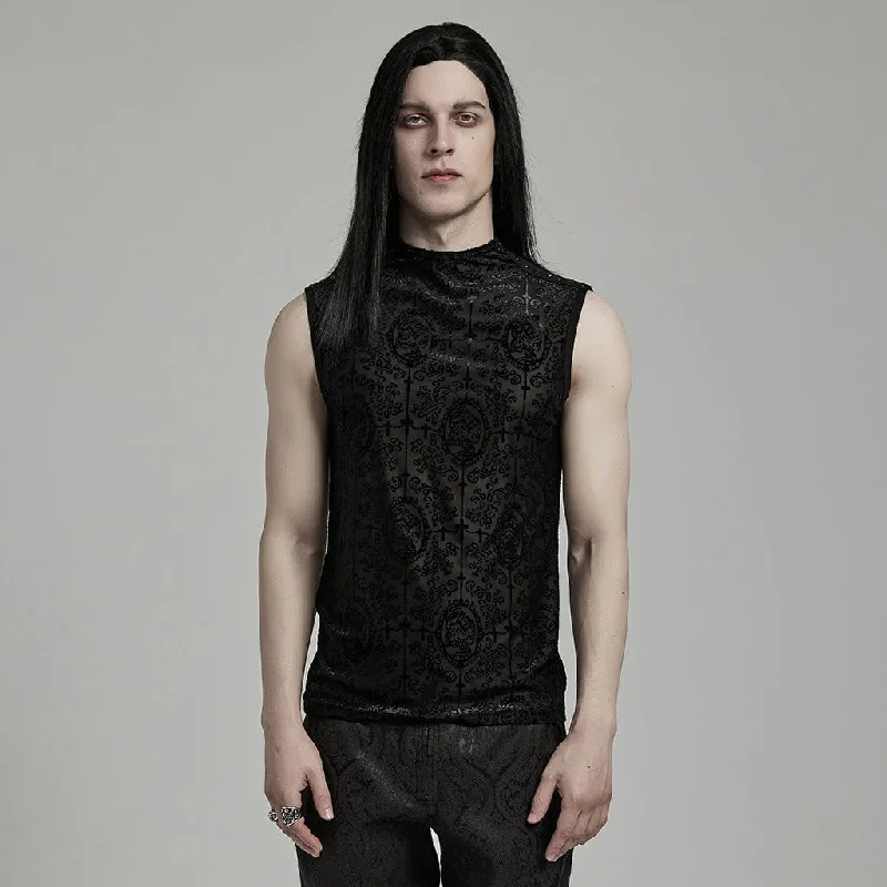 Lightweight jacketMen's Gothic Beaded Cross Flocking Tank Top