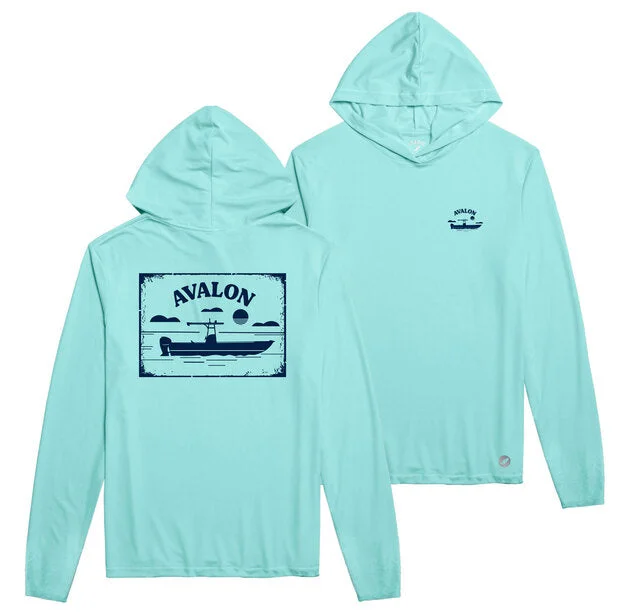 Minimalist SweatshirtsMen's Avalon Long Sleeve Sundial Hoodie - Surf Blue Boat