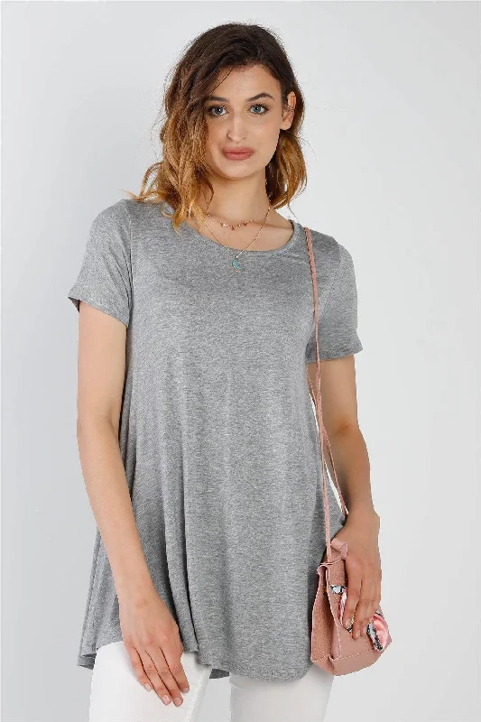 Branded Short Sleeve TopsGrey Short Sleeve Relaxed Fit Top /1-2-2-1