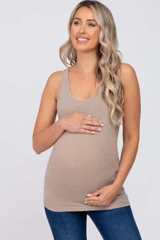 Cycling jacketMocha Ribbed Racerback Maternity Tank Top