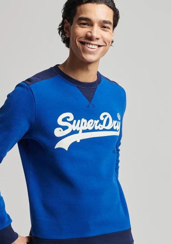 CrewneckvibeSuperdry Vintage Logo College Crew Neck Sweatshirt, Blue