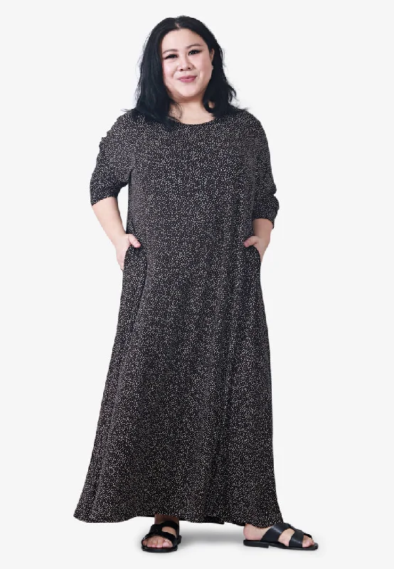 Retro DressRetro DressJuana Printed Soft Lounge Dress - Black Polka Dots