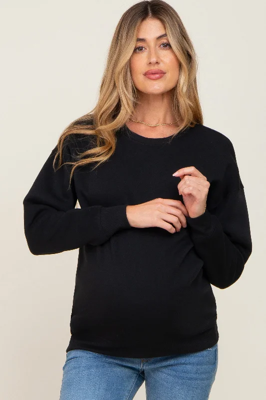 Velour SweatshirtsBlack Basic Maternity Sweatshirt