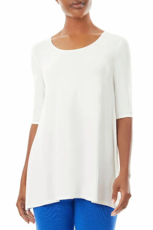 CrewneckhoodieCrew Neck Jersey Knit Tunic, White