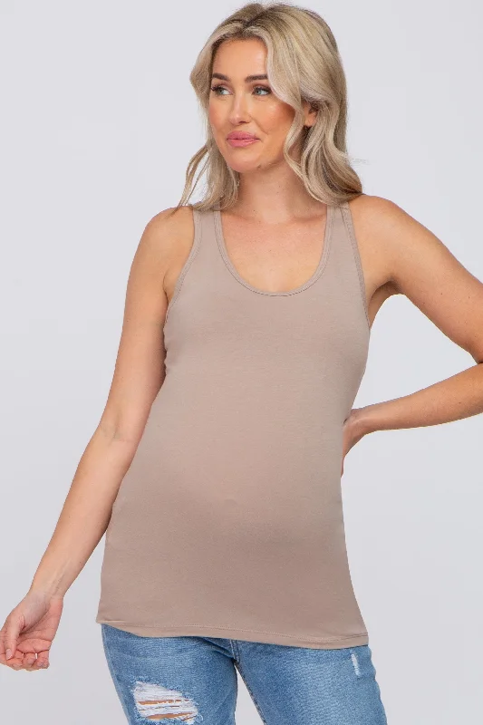 Reflective teeMocha Fitted Maternity Tank Top