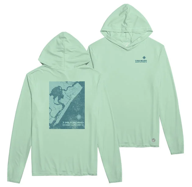 Cropped HoodiesMen's Back Bays Map UPF 50 Sundial Hoodie - Pale Mint