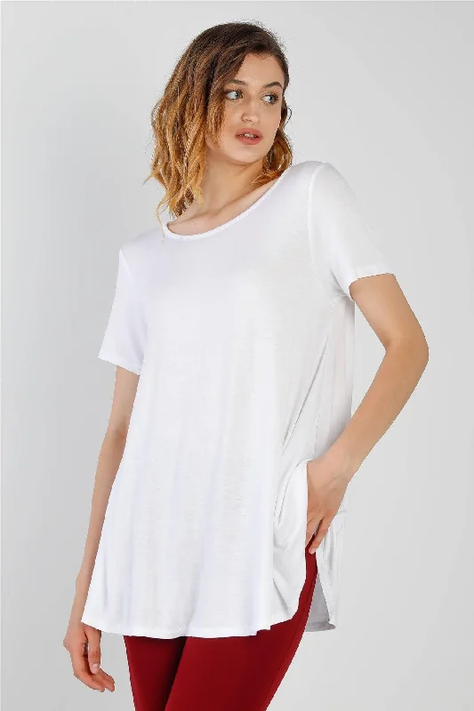 College Short Sleeve TopsWhite Short Sleeve Relaxed Fit Top /1-2-2-1