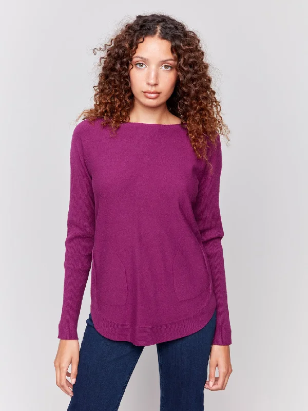 CrewneckdetailPlushy Knit Crew Neck Sweater