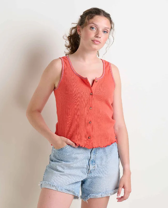 Outdoor teeFoothill Pointelle Button Tank