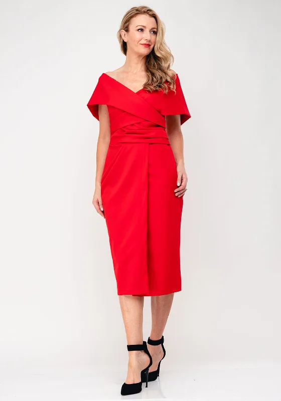 Tennis DressTennis DressKevan Jon Lexie Wrap Bardot Dress, Red