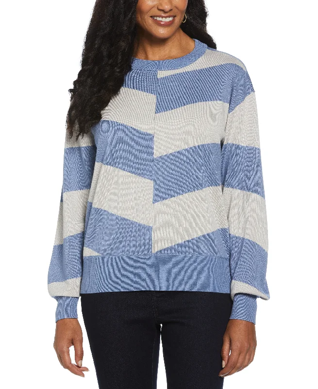 CrewneckdurableChevron Crew Neck Easy Sweater