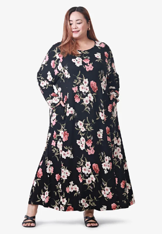 Formal DressFormal DressJuana Printed Soft Lounge Dress - Black White