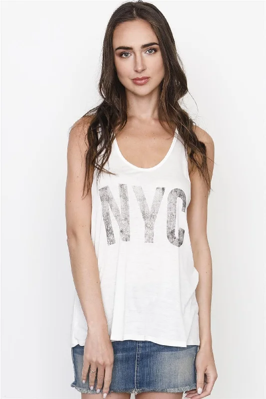 Windproof tankWhite Graphic Front NYC Racer Back Tank Top /2-2-2