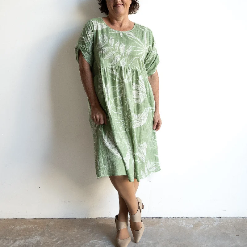 Reflective DressReflective DressPicnic Perfect Smock Dress - Leaf Etch Sage Green