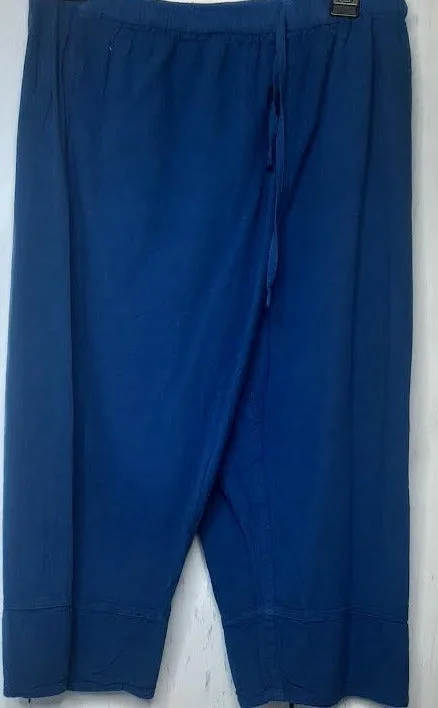 CroptopcyberPants-Royal Blue-Split Bottom Wide Leg Crop-Women's-S-1302