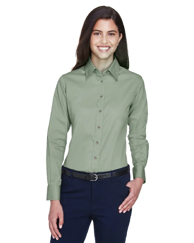 Linen ShirtsHarriton M500W Ladies' Easy Blend Long-Sleeve TwillShirt with Stain-Release