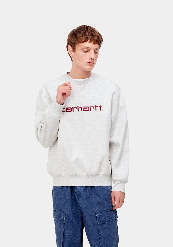 CrewnecklightweightCarhartt Crew Neck Sweatshirt, Ash Heather & Rocket