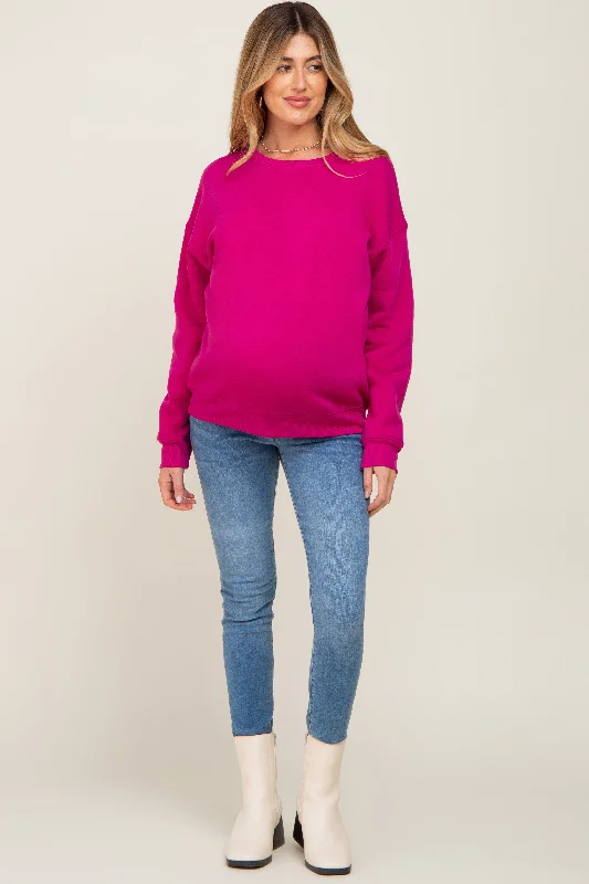 Wool Blend SweatshirtsMagenta Basic Maternity Sweatshirt