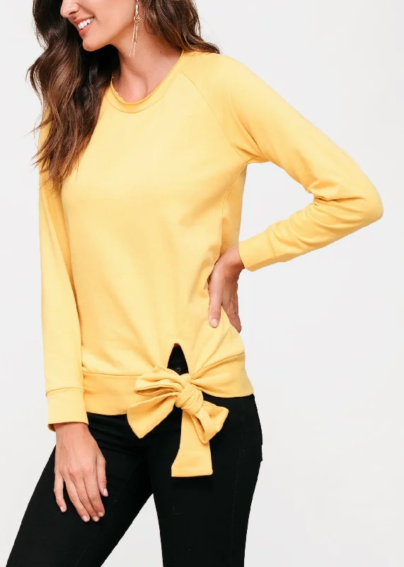 CrewneckfabricWomen's Crew Neck Tie Knot Sweatshirt