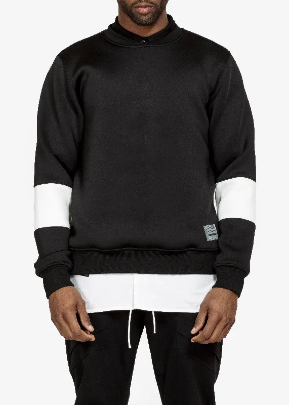 CrewneckarKonus Men's Neoprene Pullover Crew in Black