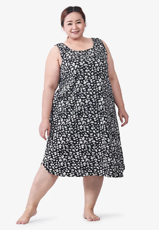 Cocktail DressCocktail DressJessica Sleeveless 90s Printed Sleep Dress - Black Floral