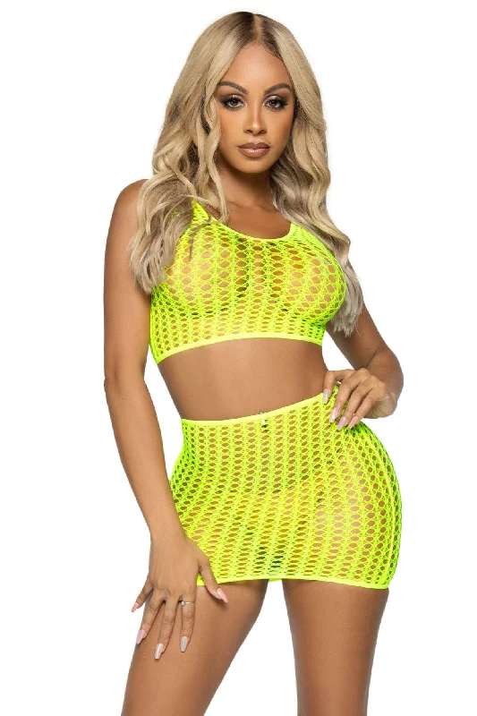 Running hoodie2 Piece Crochet Net Tank Top & Mini Skirt