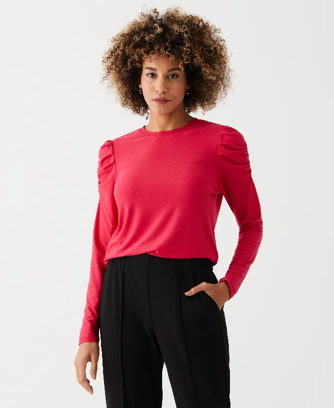 CrewneckclassicCrew Neck Puff Sleeve Top