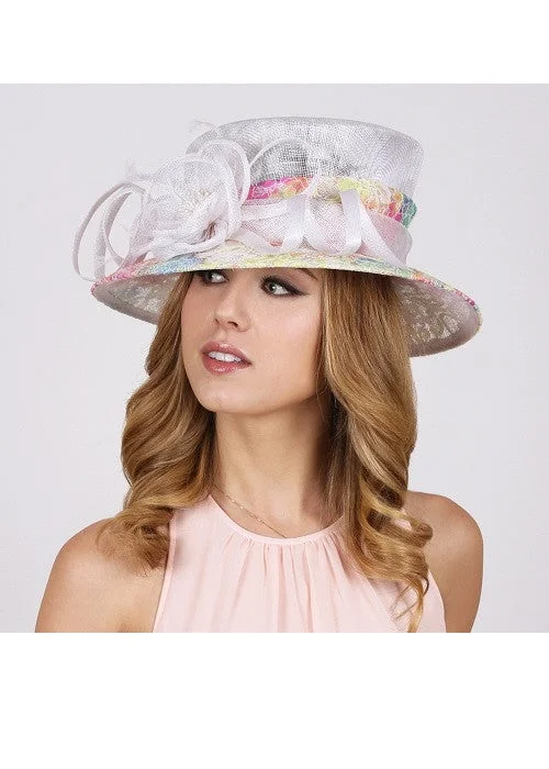 Hiking DressHiking DressFinal Sale Summer Dressy Hat with Multi Color Details in White