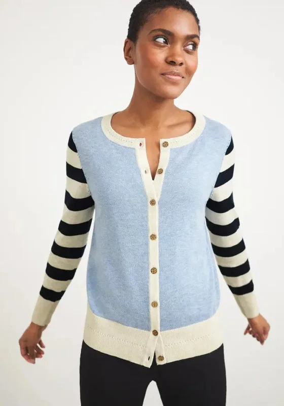 CrewneckcyberWhite Stuff Lola Crew Neck Stripe Cardigan Blue