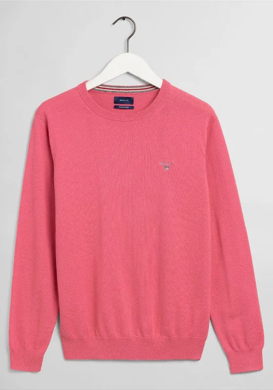 CrewneckcottonGant Classic Cotton Crewneck Sweater, Pink Melange