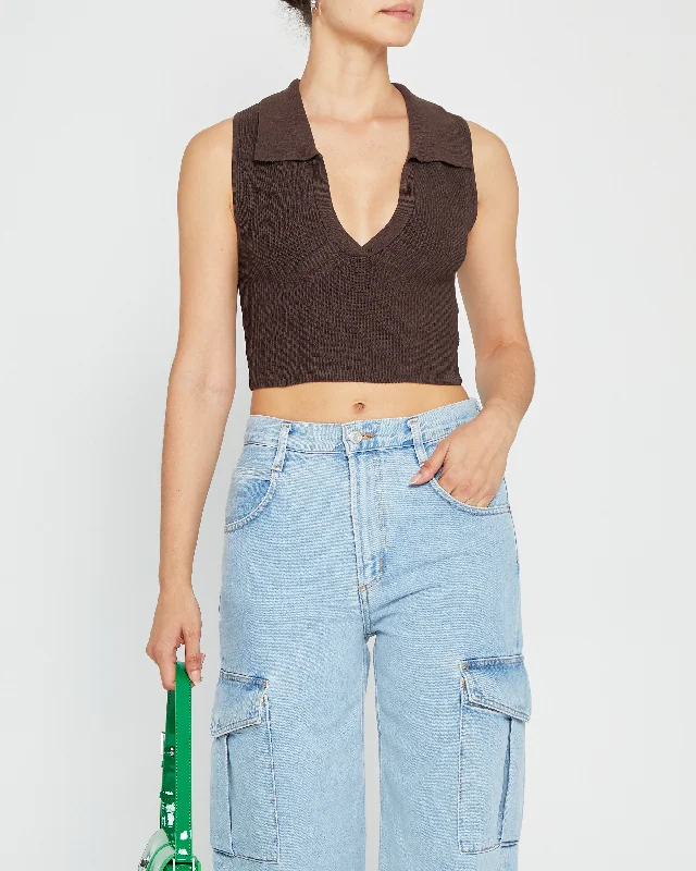 CroptopwearSculpting Knit Cropped Polo Top