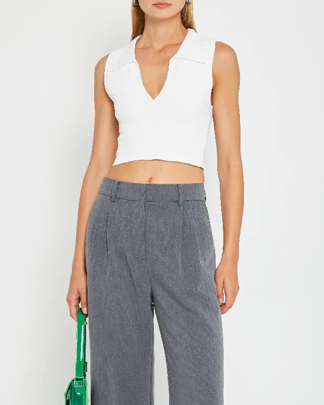 CroptopwoolSculpting Knit Cropped Polo Top