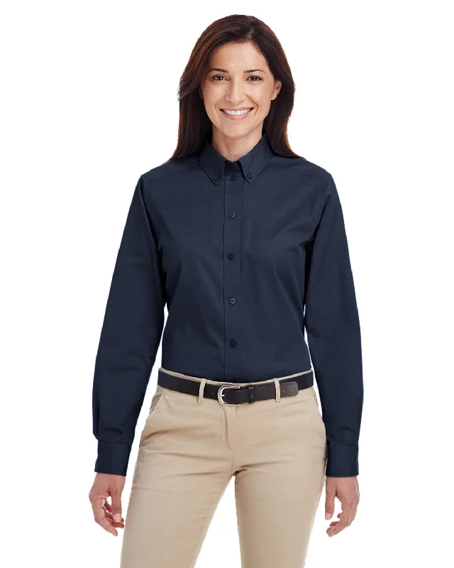 Statement ShirtsHarriton M581W Ladies' Foundation 100% Cotton Long-Sleeve Twill Shirt withTeflon