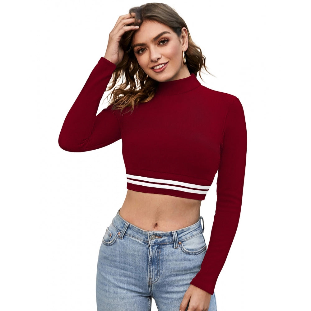 CroptoplookGeneric Women's Western Wear Hosiery Crop-Top (Maroon)